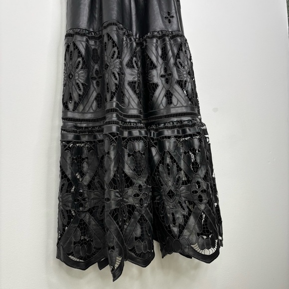 Anthropologie The Somerset Maxi Dress: Faux Leather Embroidered Edition Black S - Picture 6 of 15